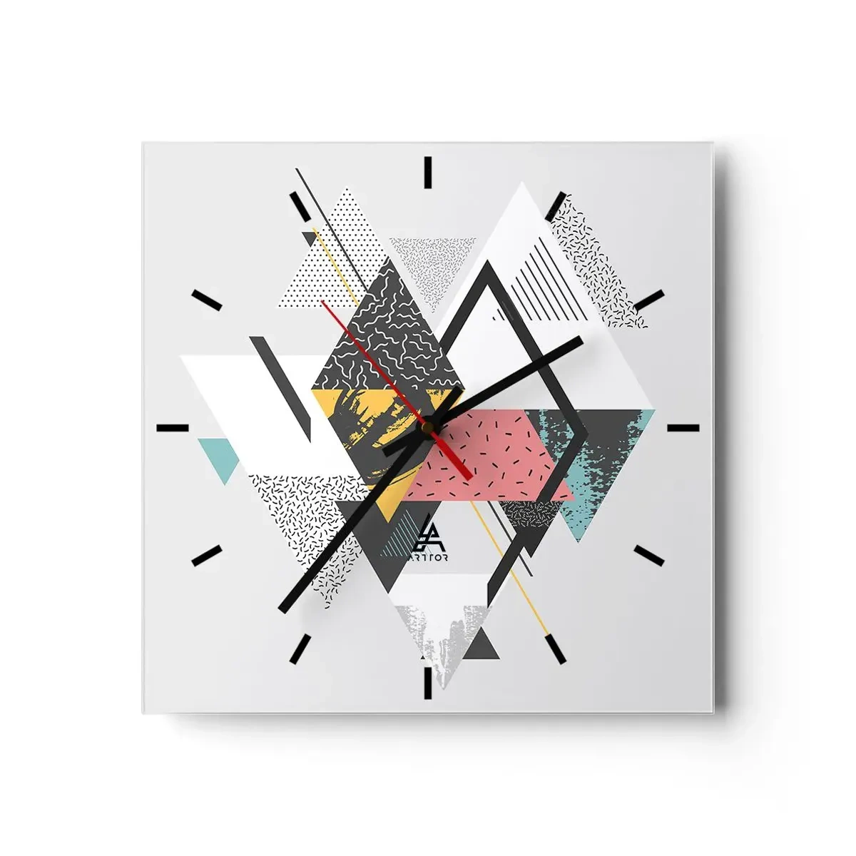 Reloj de pared - Reloj de vidrio - Patrones geométricos sobre un fondo claro - 30x30cm - Una variación del triángulo y el rombo - Decoración de pared moderna para salón y dormitorio ARTTOR