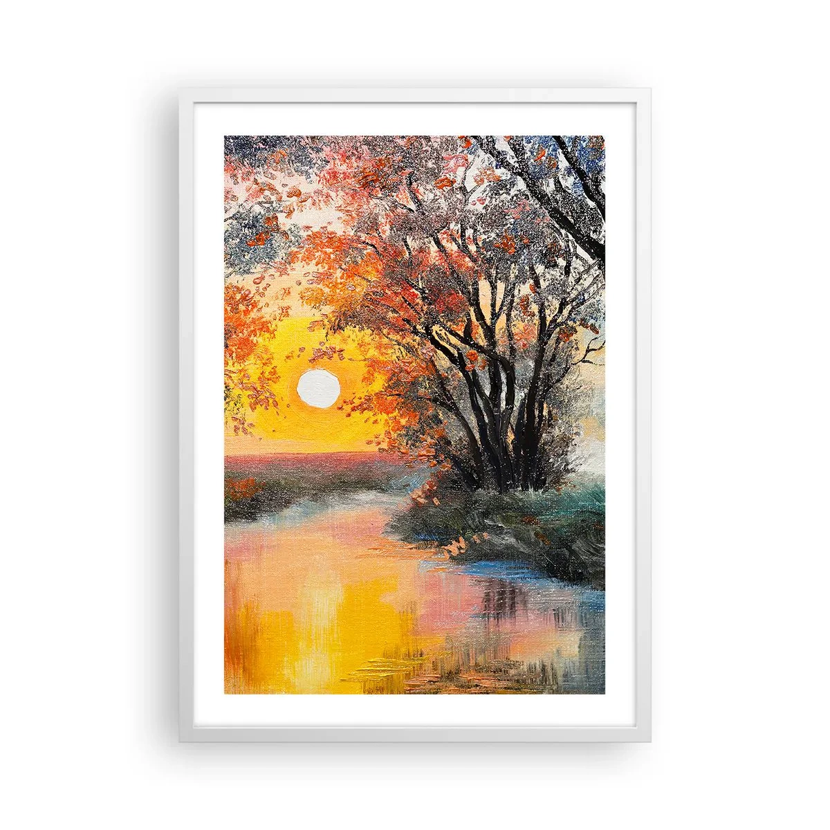 Póster en marco blanco - Ambiente otoñal - 50x70 cm