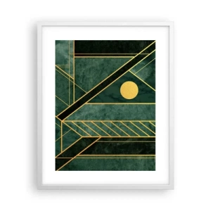 Póster en marco blanco - La dinámica del oro y el azul - 40x50 cm