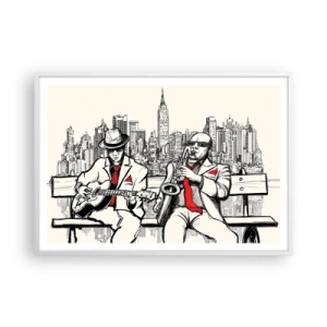 Póster en marco blanco - Improvisación en Nueva York - 100x70 cm