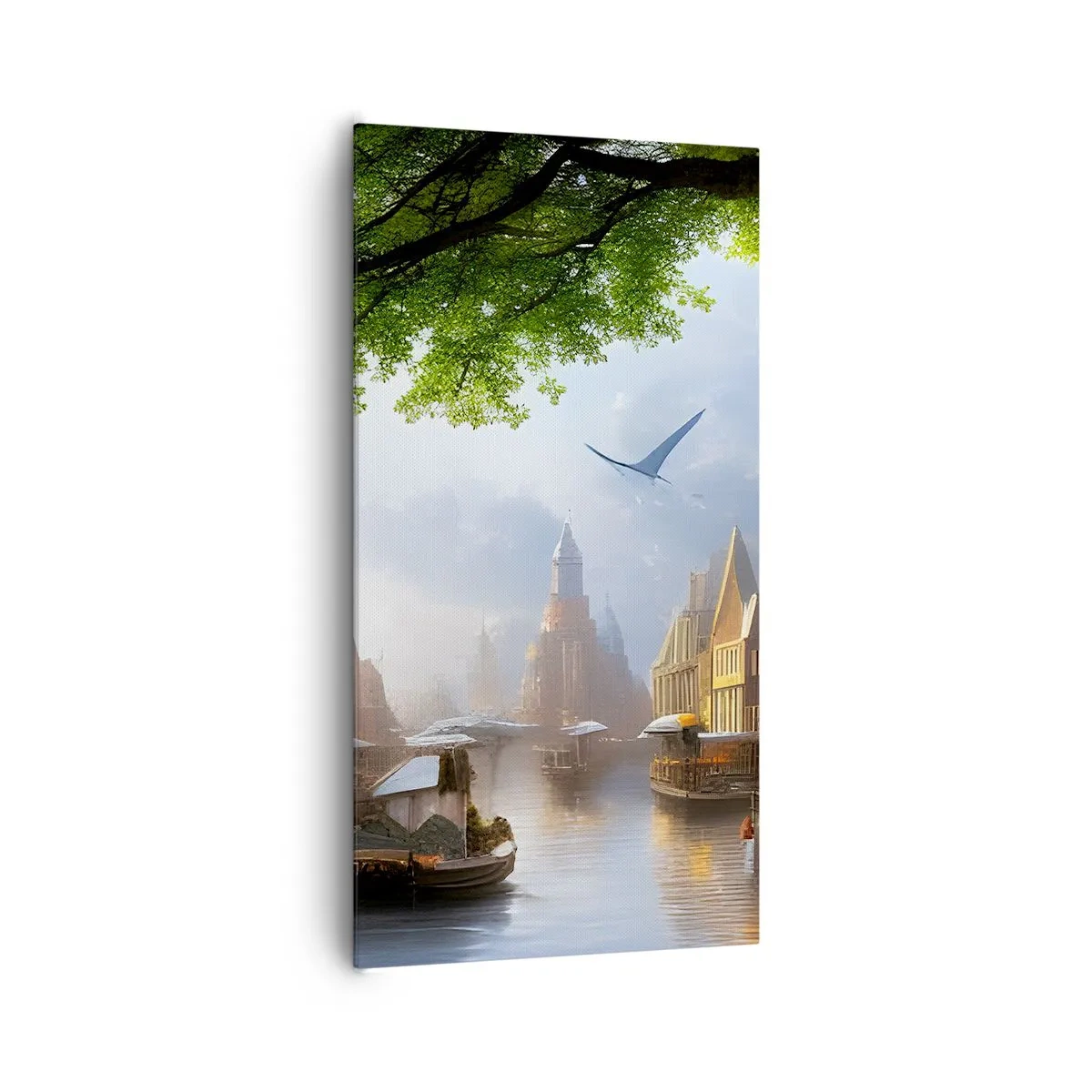 Cuadro sobre lienzo - Impresión de Imagen - Paisaje urbano holandés - 65x120 cm