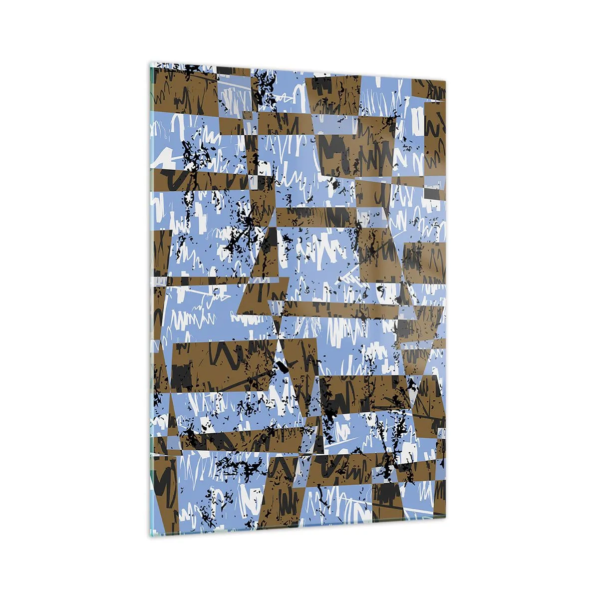 Cuadro sobre vidrio - Impresiones sobre Vidrio - Abstracción geométrica con tonos azules y marrones. - 50x70cm - Un recorte del desierto - Decoración de pared moderna para salón y dormitorio ARTTOR