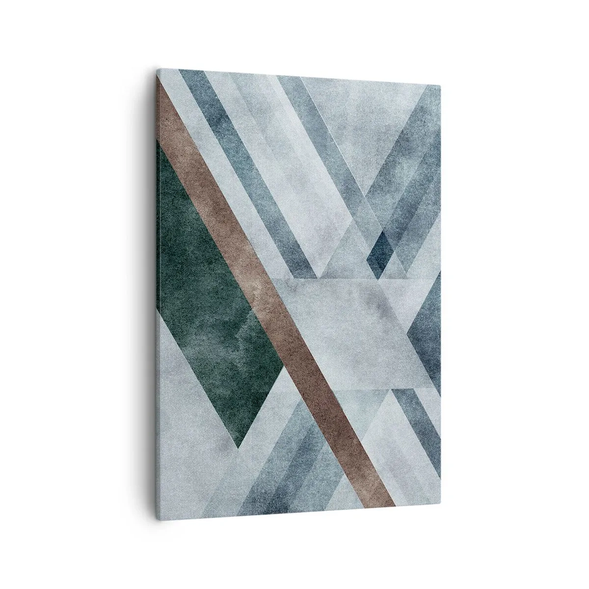 Cuadro sobre lienzo - Impresión de Imagen - Formas geométricas en tonos fríos de azul y marrón. - 50x70cm - Sofisticada elegancia de la geometría - Decoración de pared moderna para salón y dormitorio ARTTOR