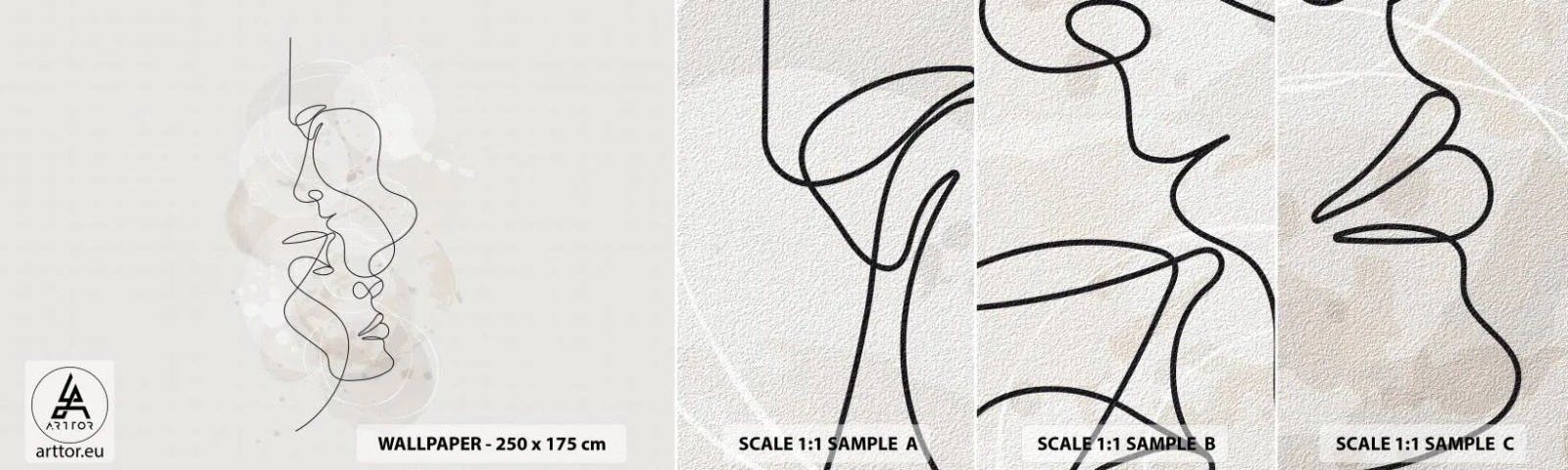 Muestra De Fotomural Standard Eco - En un abrazo - Abstracción, Hombre, Mujer - 100x30 cm