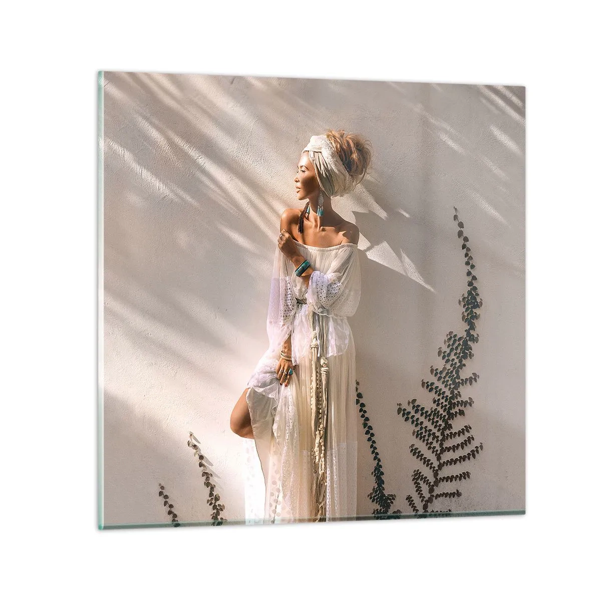 Cuadro sobre vidrio - Impresiones sobre Vidrio - El sol y la joven - 60x60 cm