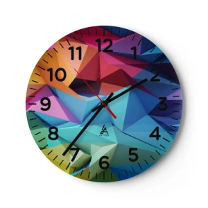 Reloj de pared - Reloj de vidrio - Origami arco iris - 40x40 cm