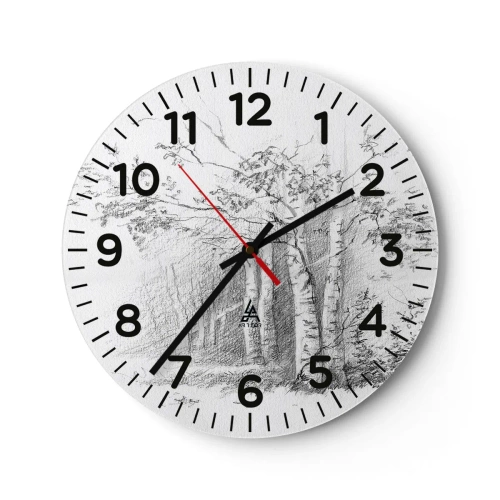 Reloj de pared - Reloj de vidrio - La luz de un bosque de abedules - 40x40 cm