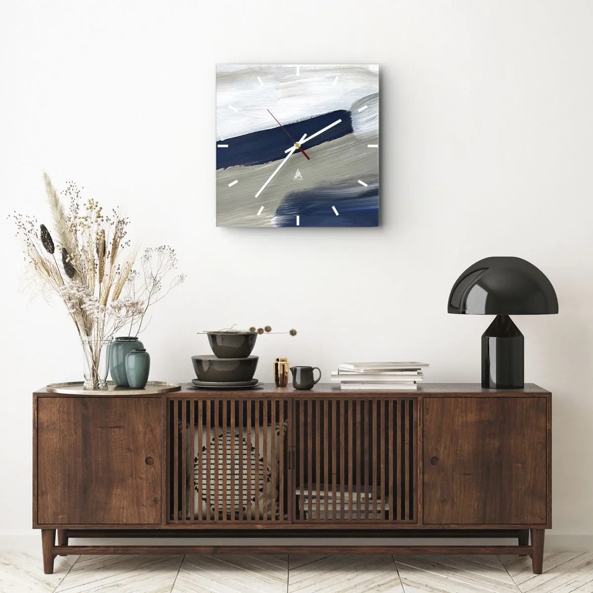 Reloj de pared - Reloj de vidrio - Encuentro con el blanco - 40x40 cm