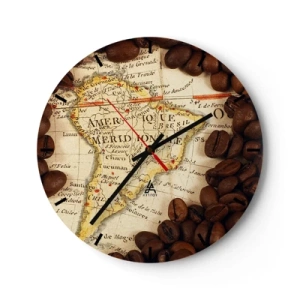 Reloj de pared - Reloj de vidrio - ¿De dónde viene el mejor café? - 40x40 cm