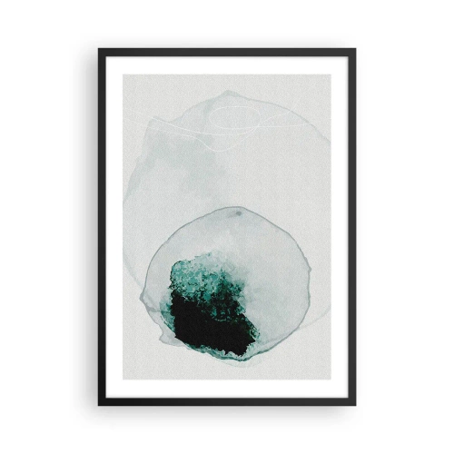 Póster en marco negro - Forma orgánica abstracta en tonos verdes. - 50x70cm - En una gota de agua - Decoración de pared moderna para salón y dormitorio ARTTOR