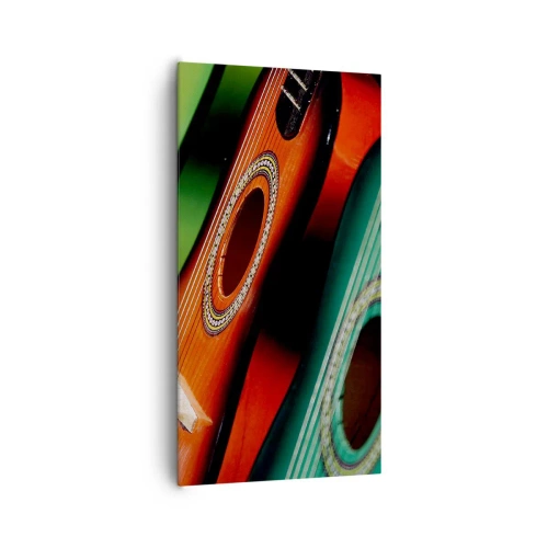 Cuadro sobre lienzo - Impresión de Imagen - La guitarra tiene muchos colores - 65x120 cm