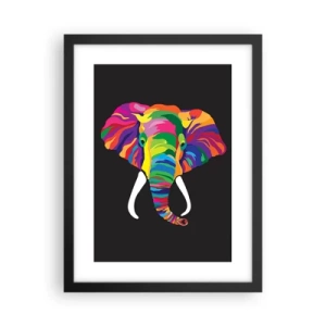 Póster en marco negro - El elefante al que le gustaba bañarse en el arco iris - 30x40 cm