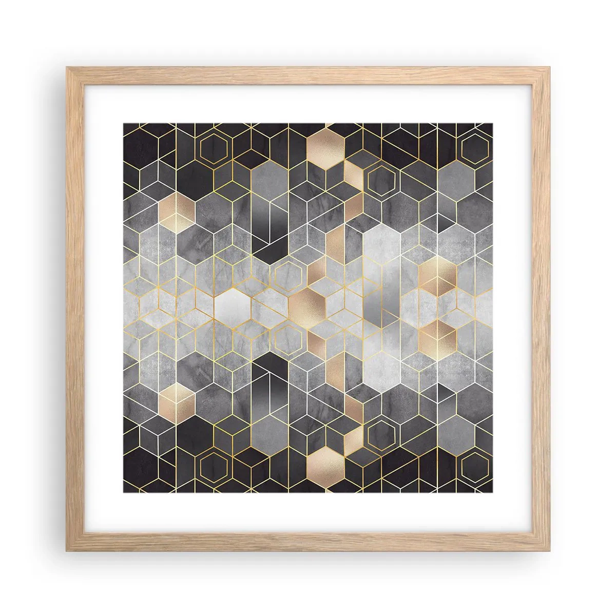 Póster en marco roble claro - Composición de diamantes - 40x40 cm