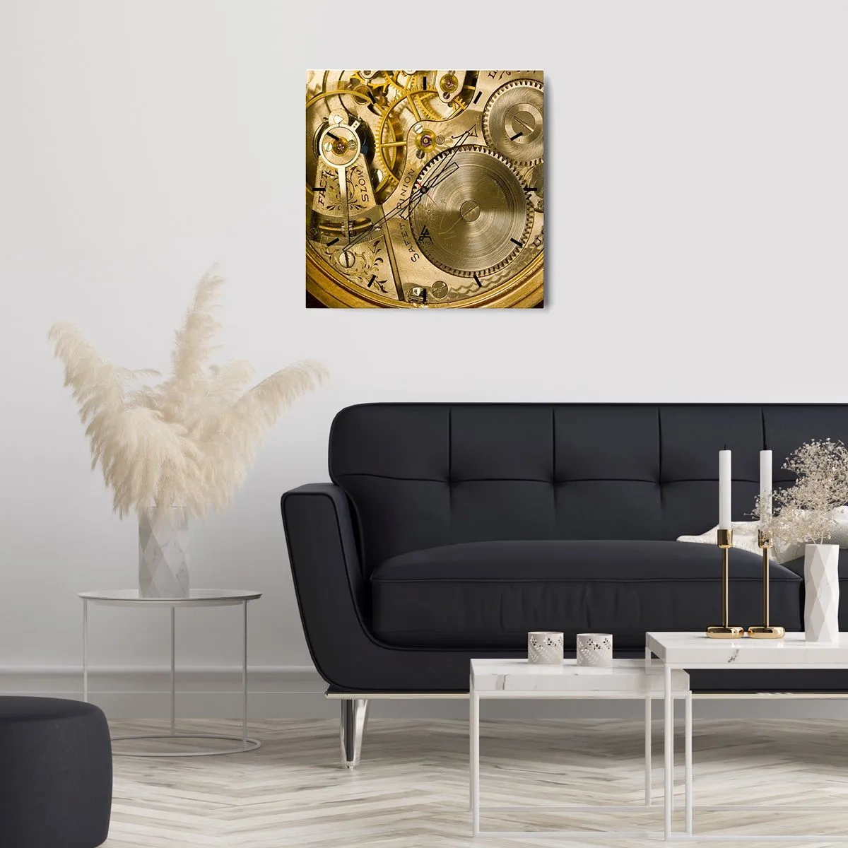 Reloj de pared - Reloj de vidrio - Mecanismo de reloj con engranajes y detalles visibles. - 30x30cm - Siga el ritmo de los tiempos - Decoración de pared moderna para salón y dormitorio ARTTOR