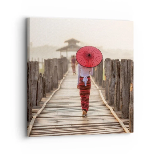 Cuadro sobre lienzo - Impresión de Imagen - En un viejo puente - 30x30 cm