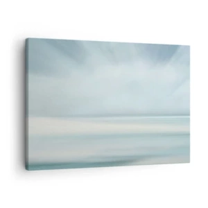 Cuadro sobre lienzo - Impresión de Imagen - Un paisaje minimalista en delicados tonos azules. - 70x50cm - Paz hasta el horizonte - Decoración de pared moderna para salón y dormitorio ARTTOR