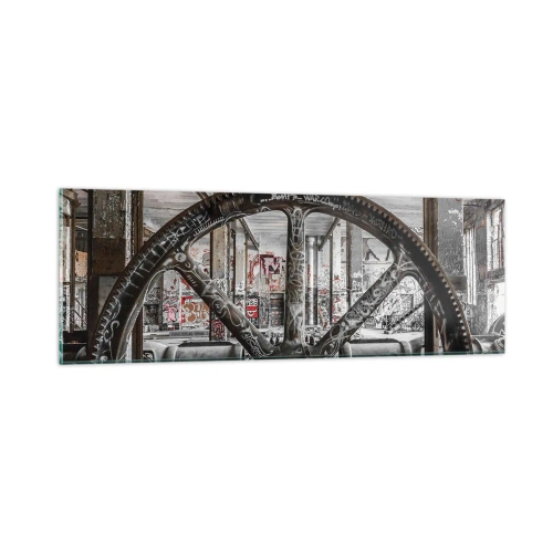 Cuadro sobre vidrio - Impresiones sobre Vidrio - La vida secreta de una fábrica - 90x30 cm