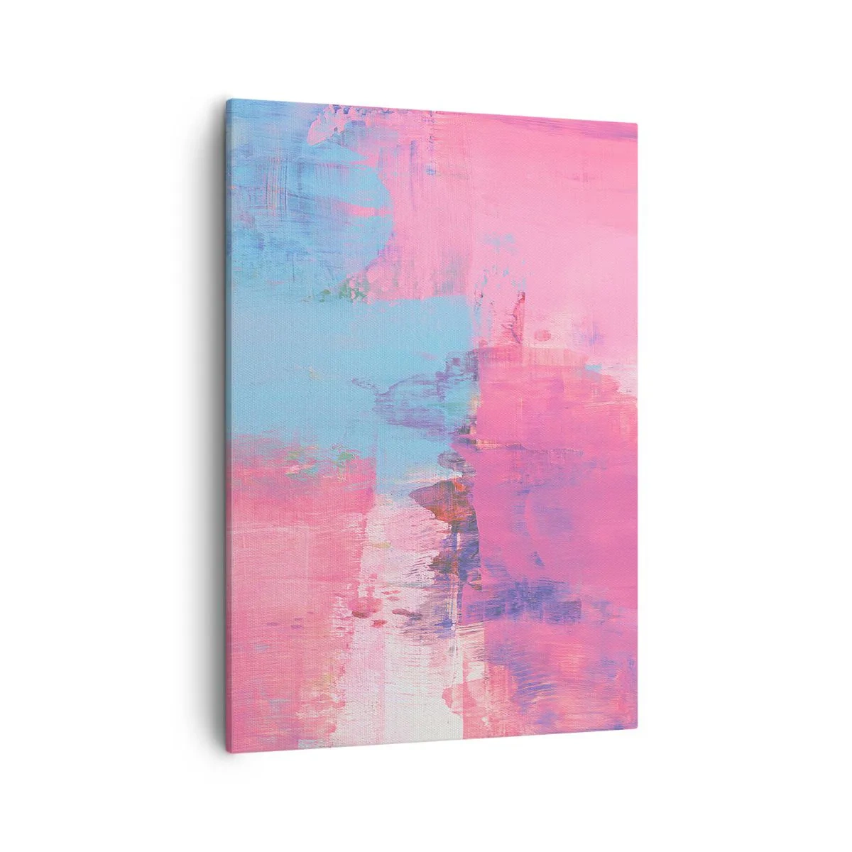 Cuadro sobre lienzo - Impresión de Imagen - Composición abstracta en rosa y azul. - 50x70cm - Rosa, azul y una pizca de luz - Decoración de pared moderna para salón y dormitorio ARTTOR