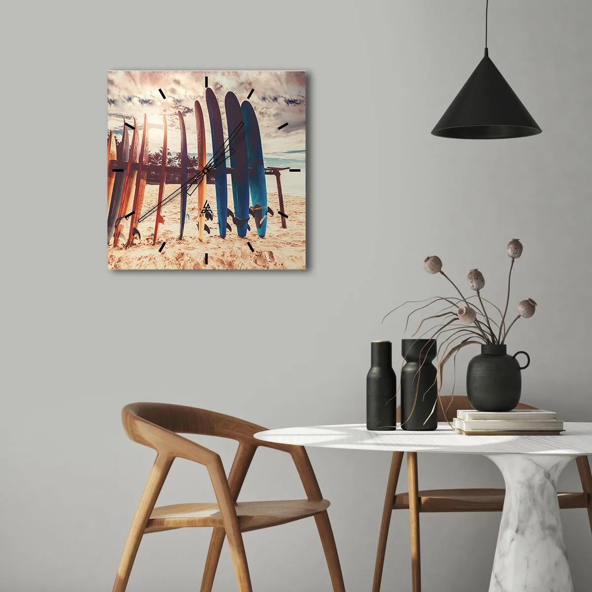 Reloj de pared - Reloj de vidrio - Buenas noches, hasta mañana - 40x40 cm