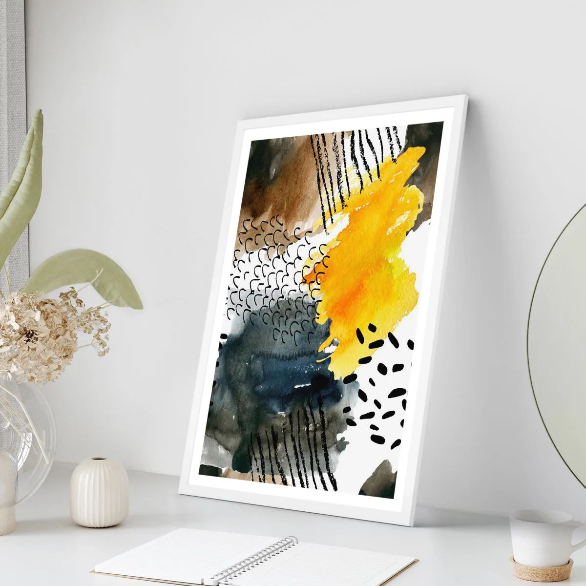 Póster en marco blanco - Reunión de los elementos - 40x50 cm