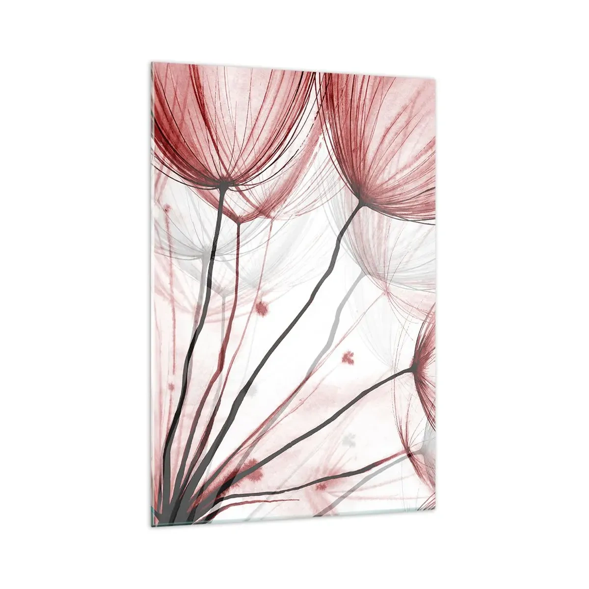 Cuadro sobre vidrio - Impresiones sobre Vidrio - Delicadas flores en tonos rojos sobre un fondo claro. - 70x100cm - Antes de partir - Decoración de pared moderna para salón y dormitorio ARTTOR