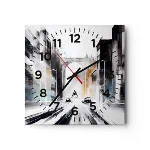 Reloj de pared - Reloj de vidrio - Estudio de la ciudad: arquitectura y movimiento - 40x40 cm