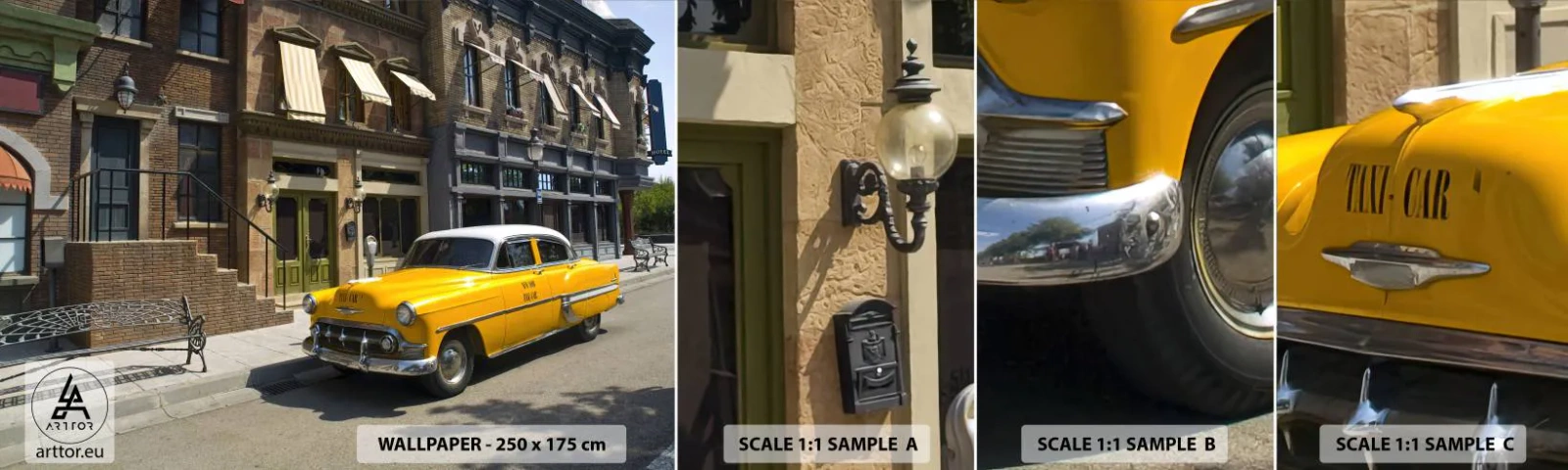 Muestra de fotomural autoadhesivo Deluxe Sticker - Érase una vez en América - Ciudad, Taxi, Nueva York - 100x30 cm