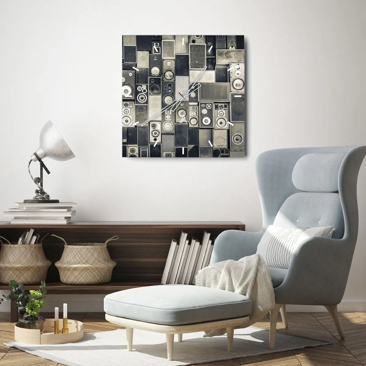 Reloj de pared - Reloj de vidrio - Y todo fluye - 40x40 cm