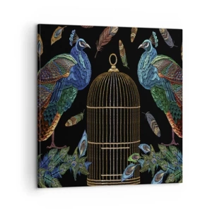 Cuadro sobre lienzo - Impresión de Imagen - Con plumajes reales - 60x60 cm