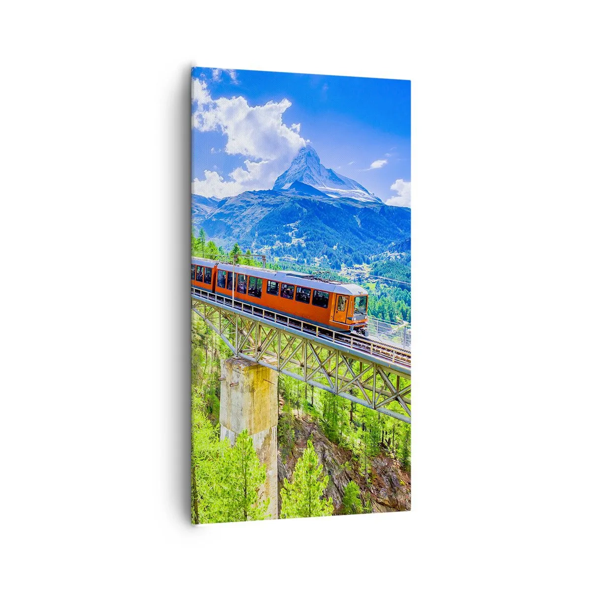 Cuadro sobre lienzo - Impresión de Imagen - Ferrocarril a los Alpes - 65x120 cm