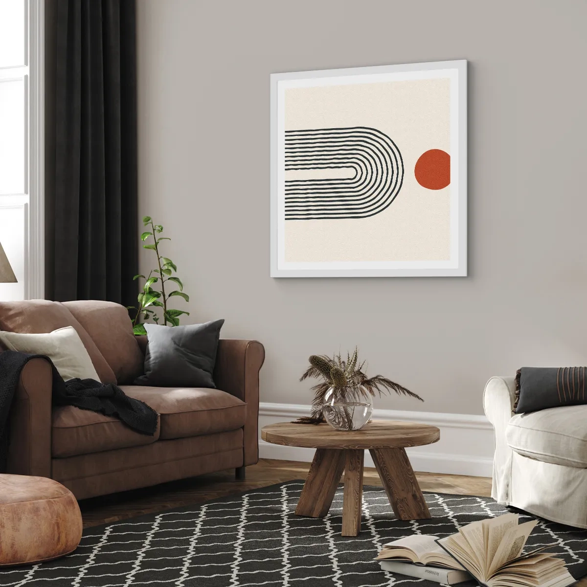 Póster en marco blanco - Magnetismo de formas y colores - 60x60 cm