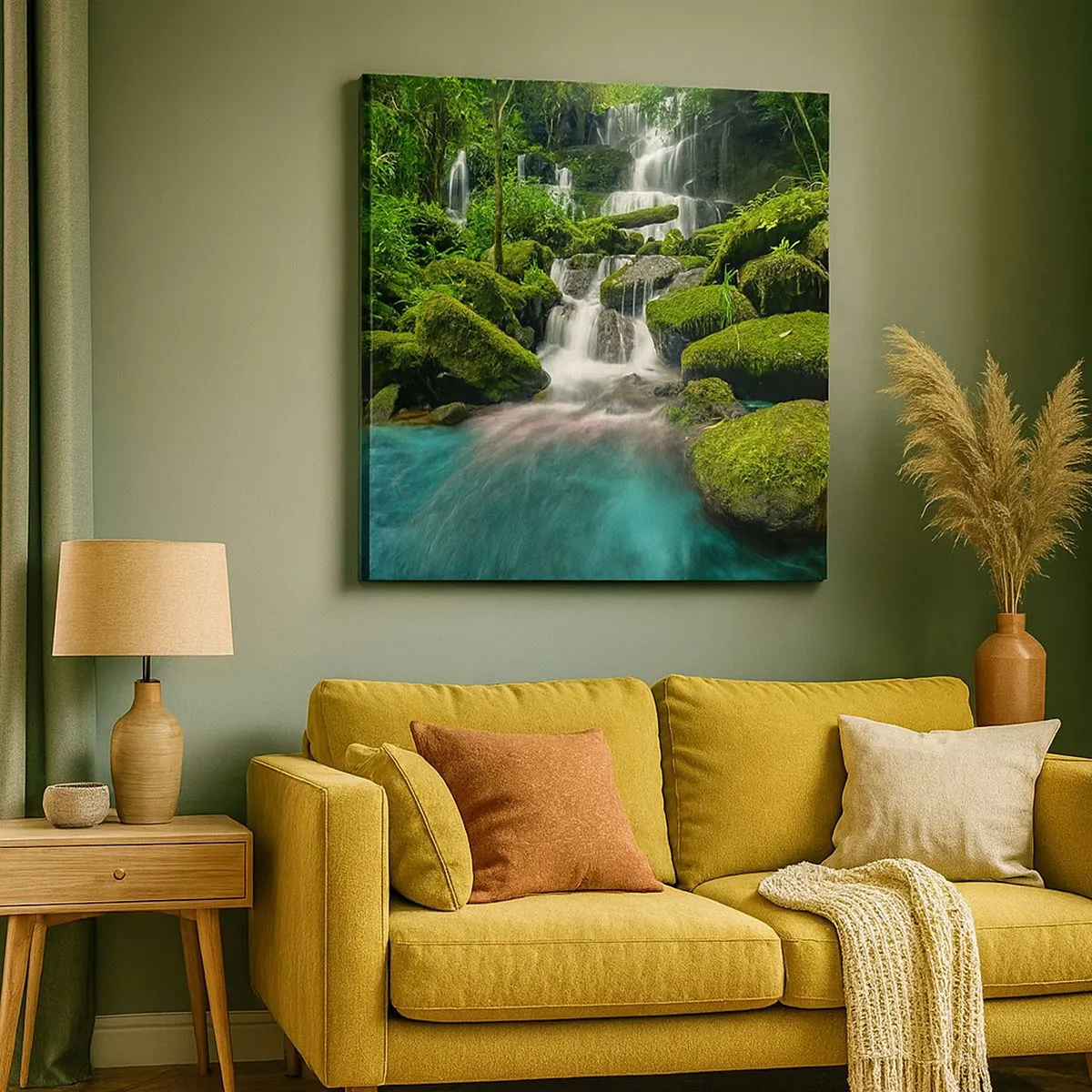 Cuadro sobre lienzo - Impresión de Imagen - Turquesa, zafiro y plata líquida - 30x30 cm