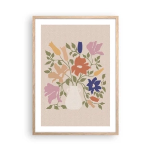 Póster en marco roble claro - Ramo delicado - 50x70 cm