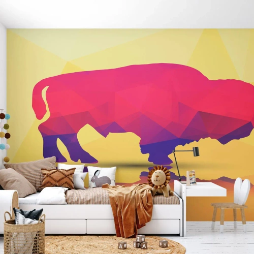 Fotomural Premium Canvas - Fuerza de bisonte - animales, sabio, Figura Geométrica - 350x256 cm