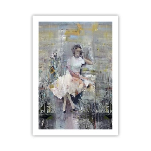 Póster - Figura abstracta de una mujer con un vestido sobre un fondo texturizado. - 50x70cm - Clásica y moderna - Decoración de pared moderna para salón y dormitorio ARTTOR