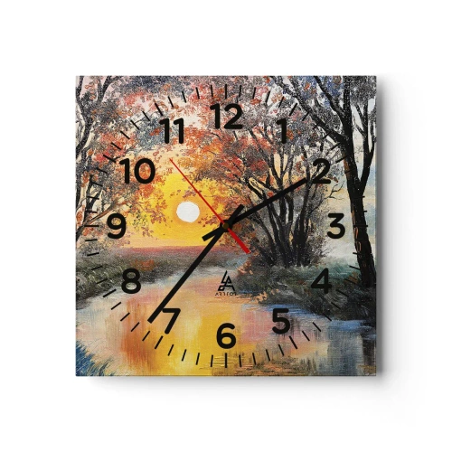 Reloj de pared - Reloj de vidrio - Ambiente otoñal - 30x30 cm