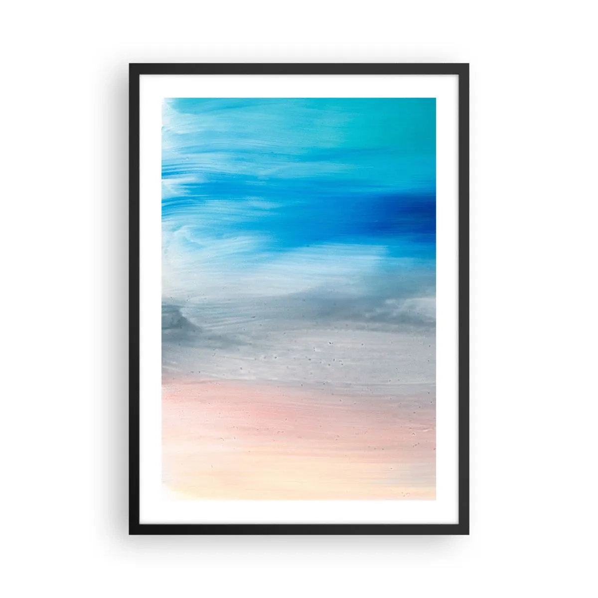 Póster en marco negro - Una composición abstracta en tonos azules, grises y beige. - 50x70cm - Elementos: aire - Decoración de pared moderna para salón y dormitorio ARTTOR
