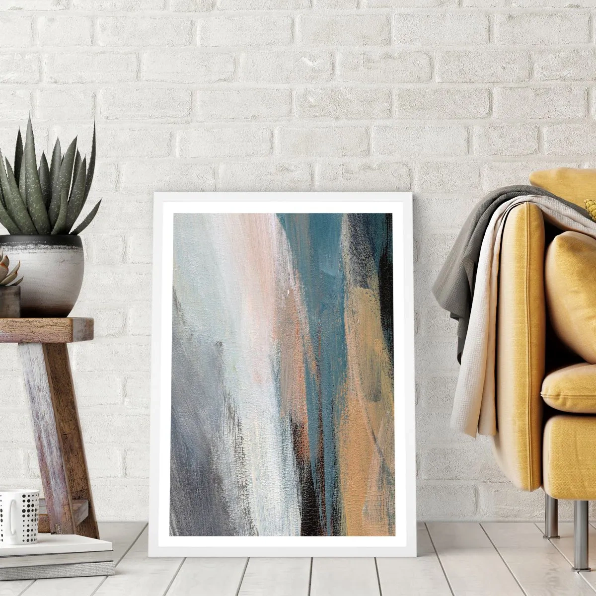 Póster en marco blanco - Abstracción: paisaje nórdico - 30x40 cm