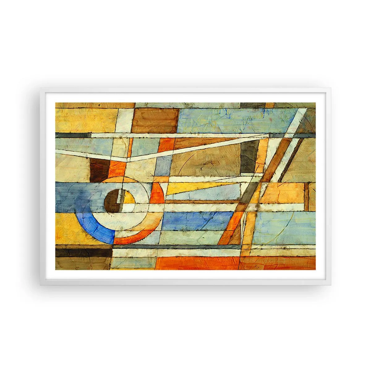 Póster en marco blanco - Cubismo en una obra - 91x61 cm
