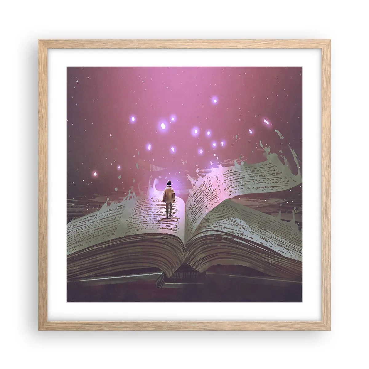 Póster en marco roble claro - Una invitación a otro mundo - 50x50 cm