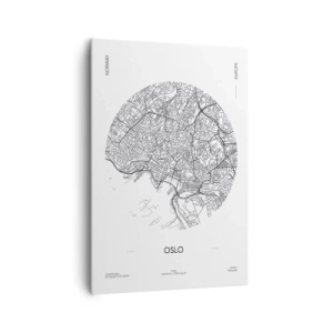 Cuadro sobre lienzo - Impresión de Imagen - Un mapa de Oslo en un estilo minimalista en blanco y negro. - 70x100cm - Anatomía de Oslo - Decoración de pared moderna para salón y dormitorio ARTTOR