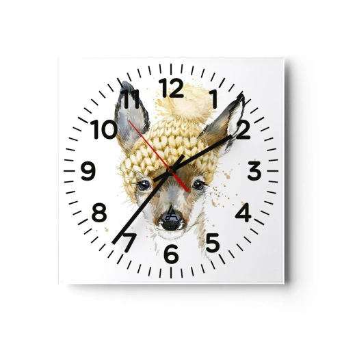 Reloj de pared - Reloj de vidrio - Para el invierno en un bosque nevado - 40x40 cm