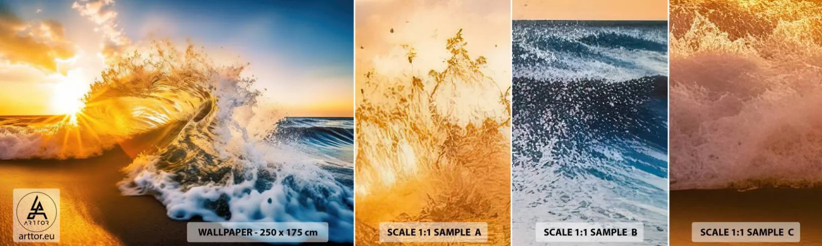 Muestra De Fotomural Standard Eco - Jugando en la arena - Ola, Mar, Agua - 100x30 cm