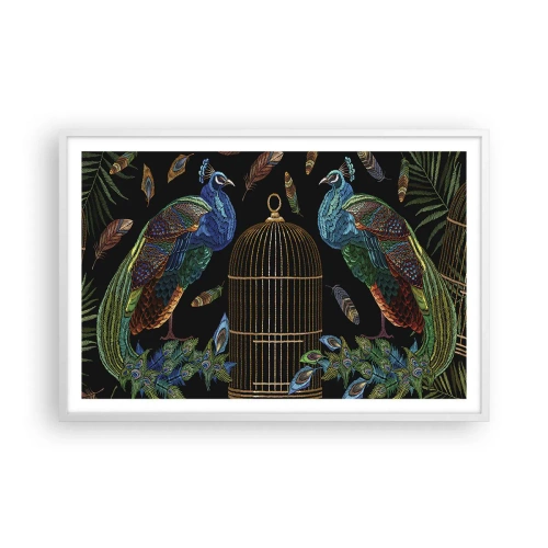 Póster en marco blanco - Con plumajes reales - 91x61 cm