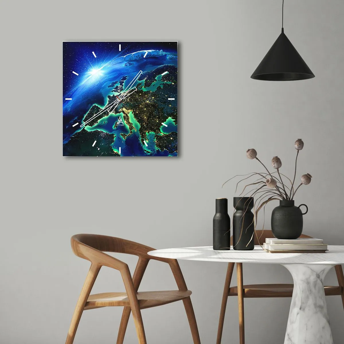 Reloj de pared - Reloj de vidrio - Una Europa resplandeciente - 40x40 cm