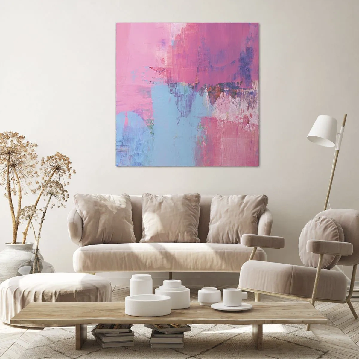 Cuadro sobre lienzo - Impresión de Imagen - Rosa, azul y una pizca de luz - 30x30 cm