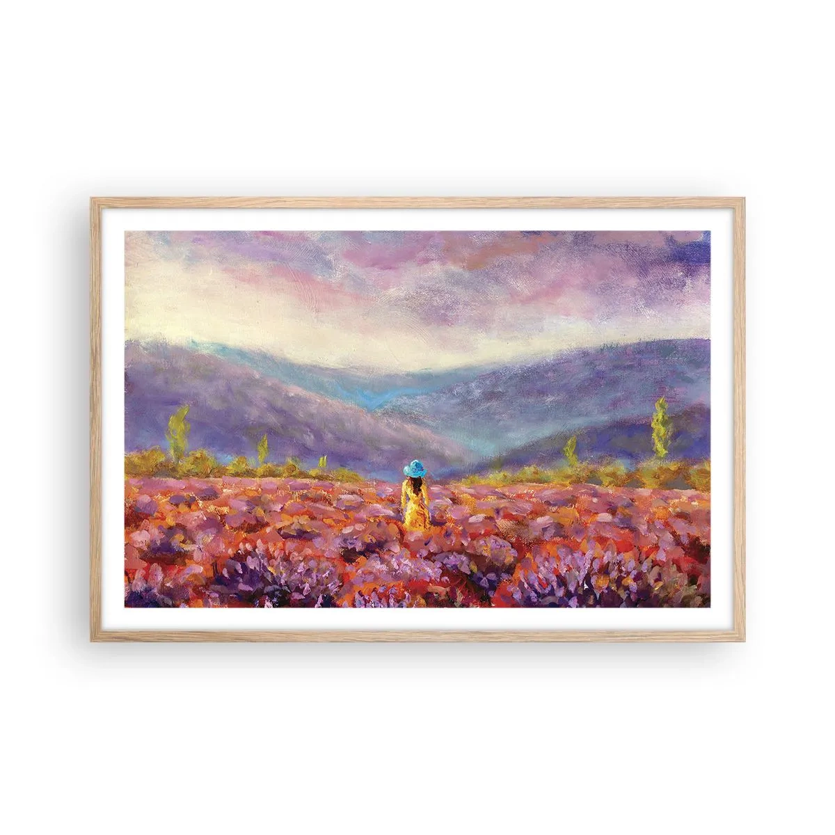 Póster en marco roble claro - En un mundo de lavanda - 91x61 cm
