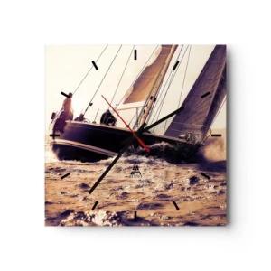 Reloj de pared - Reloj de vidrio - Navega, marinero - 40x40 cm