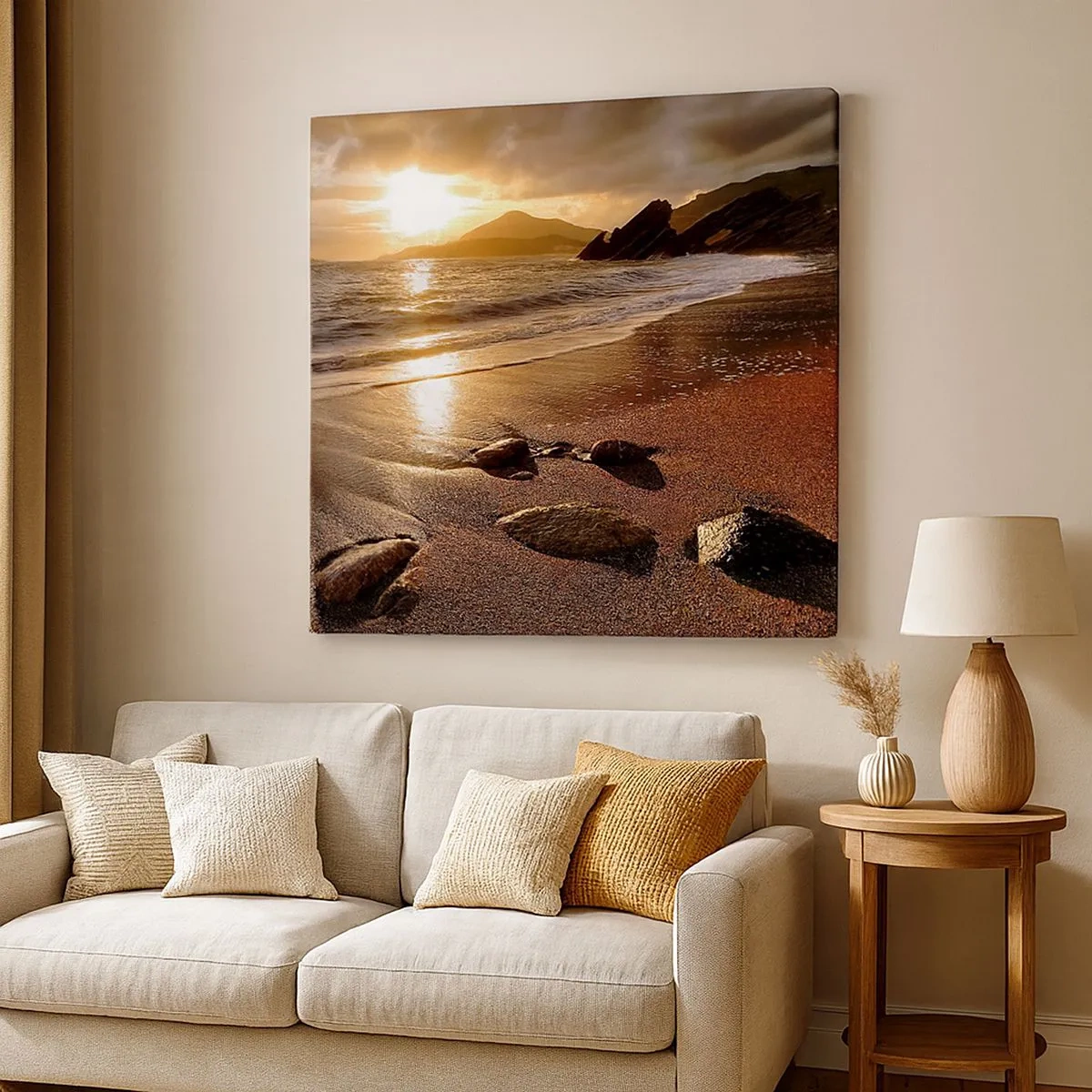 Cuadro sobre lienzo - Impresión de Imagen - Sigue el sol hacia las colinas - 30x30 cm