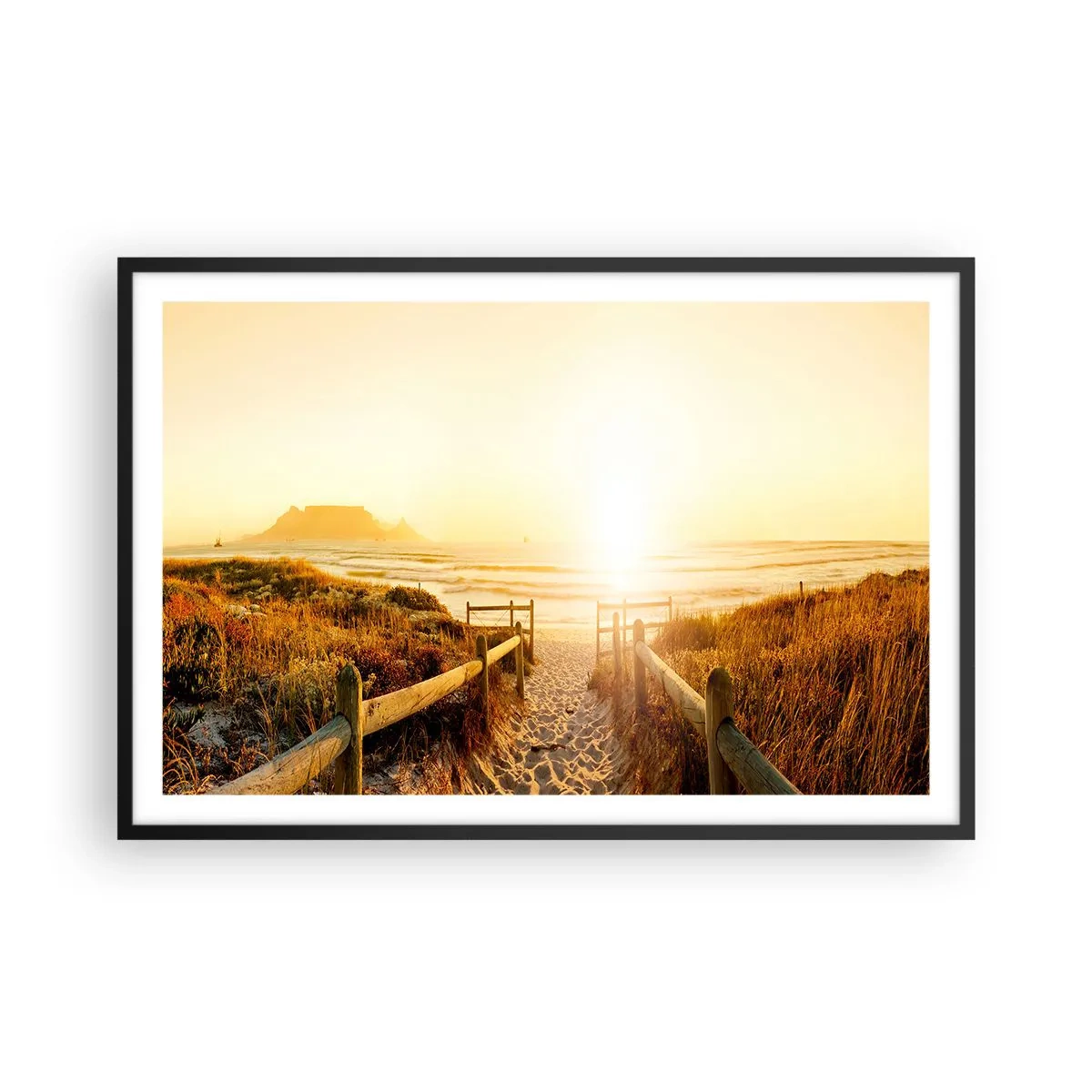 Póster en marco negro - A través de la duna, hacia el sol - 91x61 cm